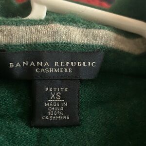 Banana Republic Green Cashmere Zip Sweater with Hood